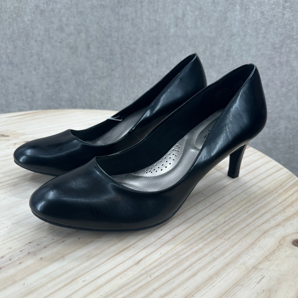 Dexflex Comfort Pumps Womens 9W Black Memory Foam Round Toe Heels